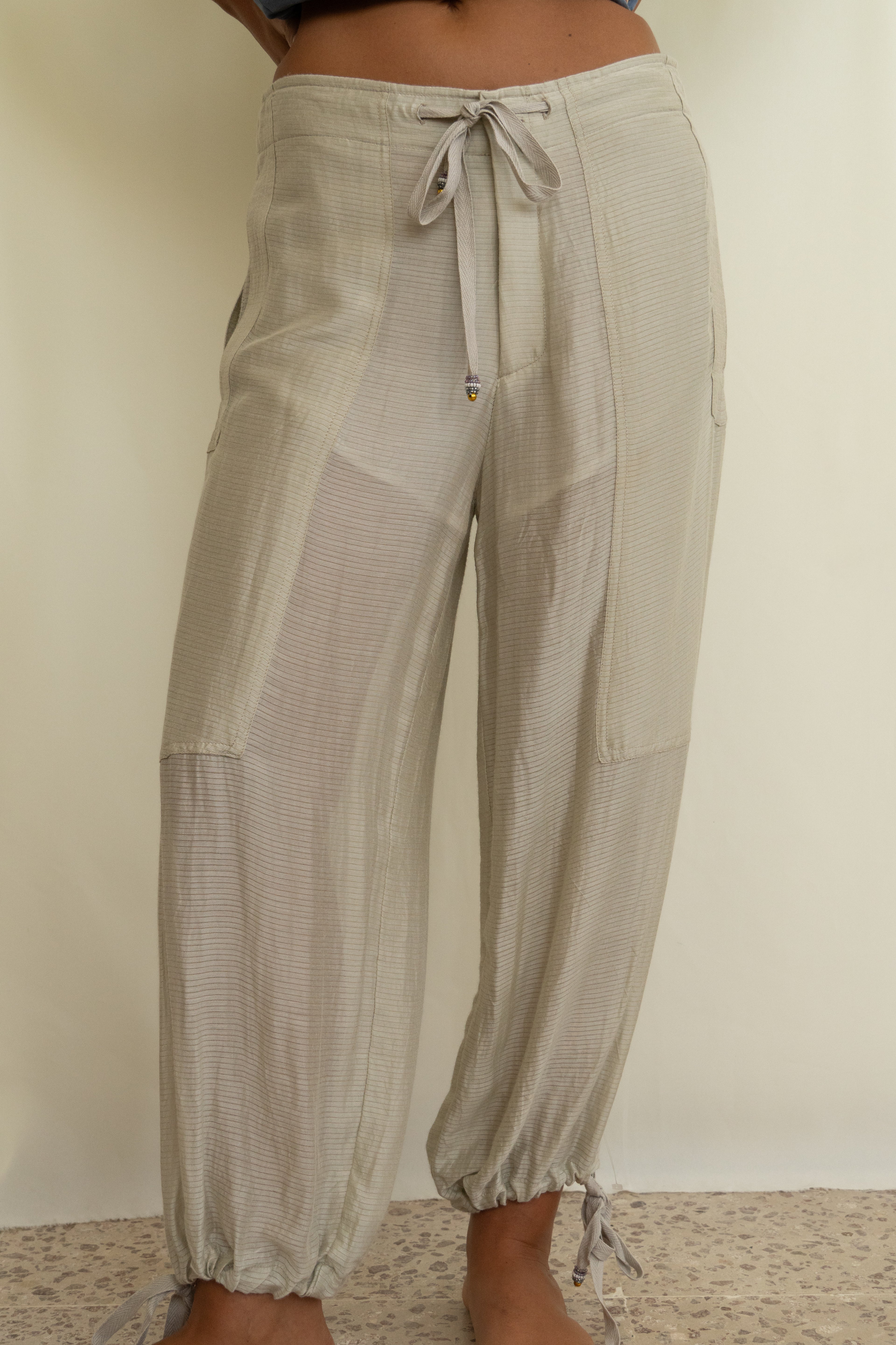 Modern designer silk pants