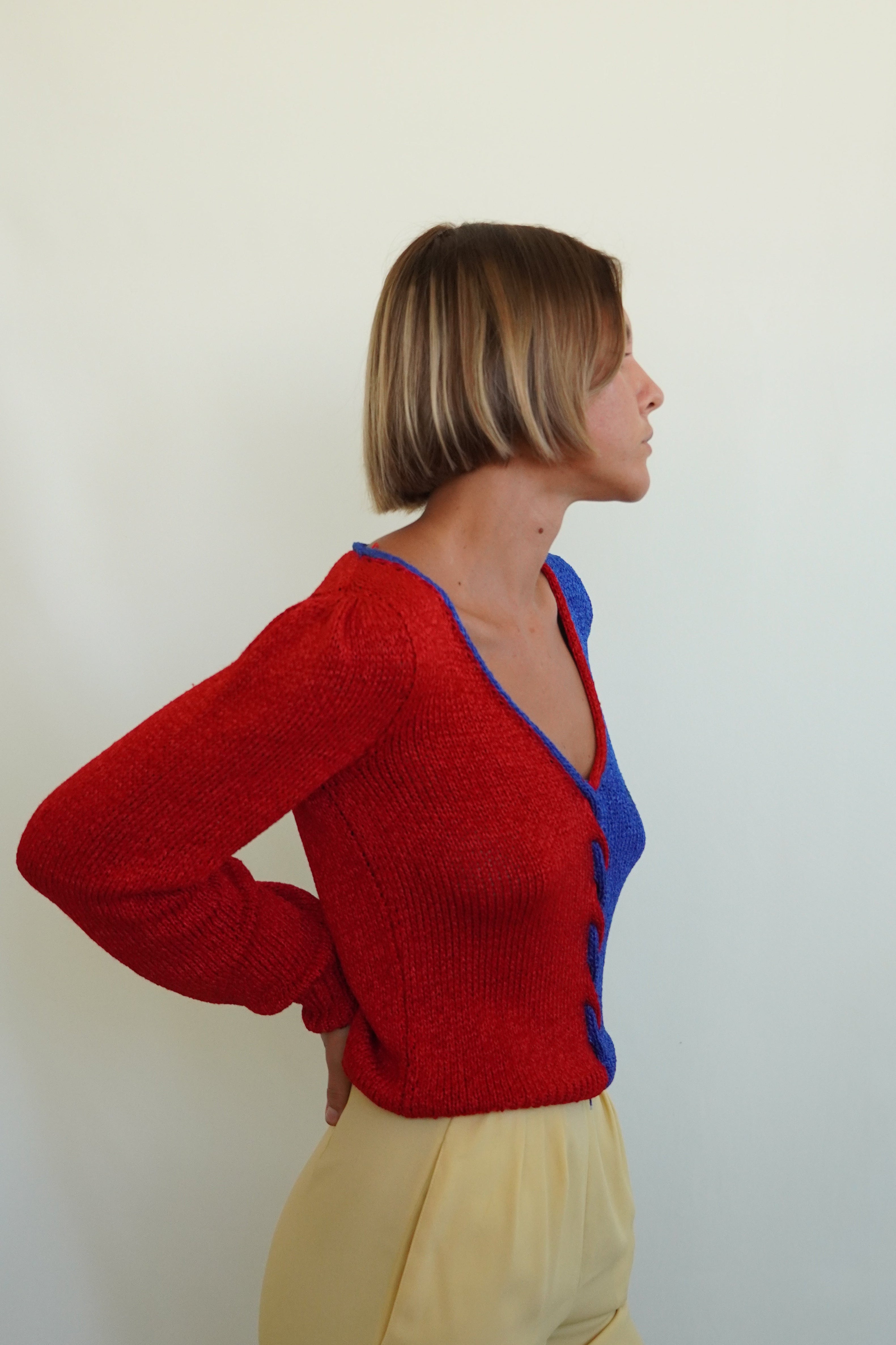 Hand knitted braided blouse/sweater