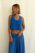 Italian Silk Set — Indigo Blue Blouse & Pants