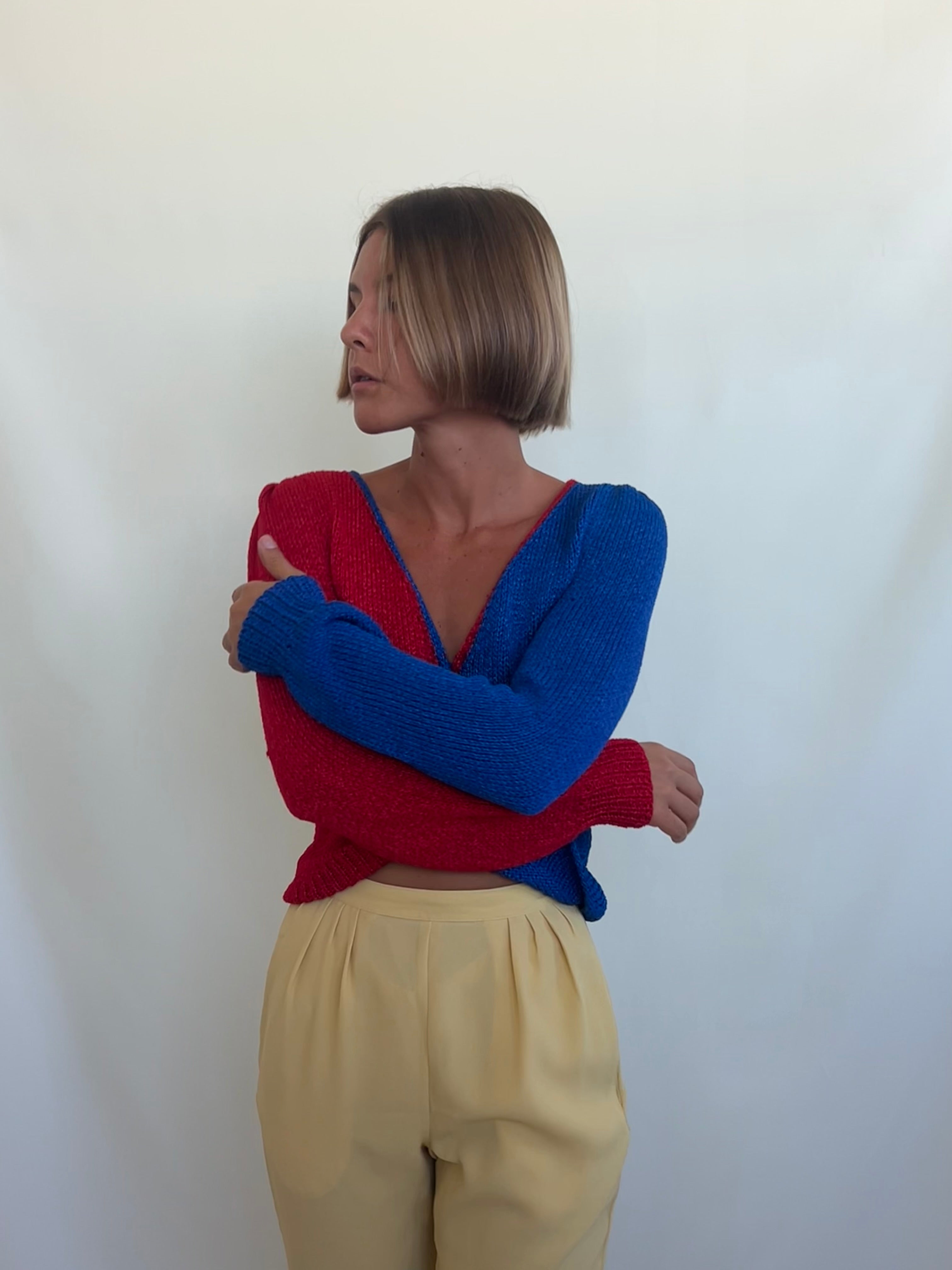 Hand knitted braided blouse/sweater