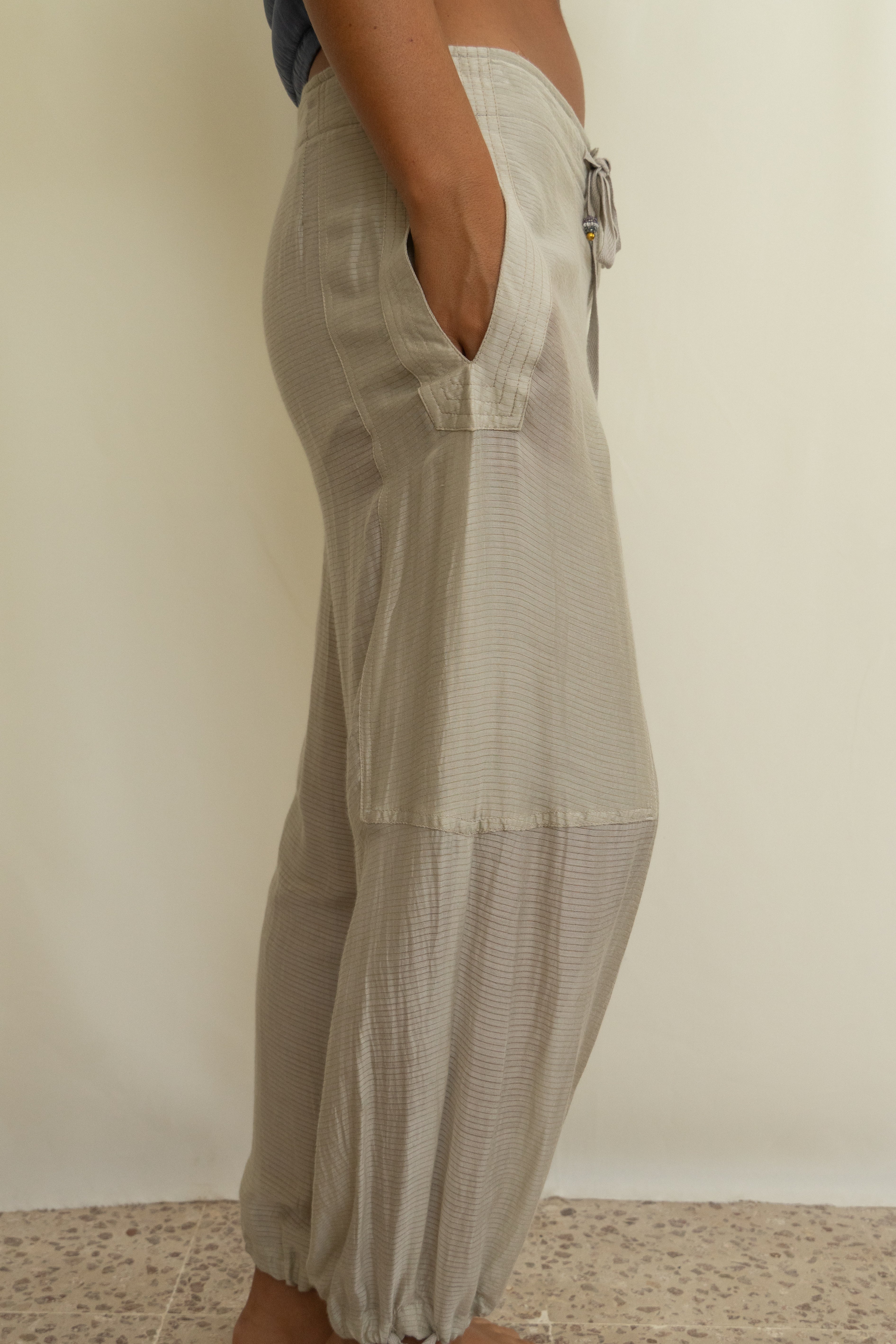 Modern designer silk pants