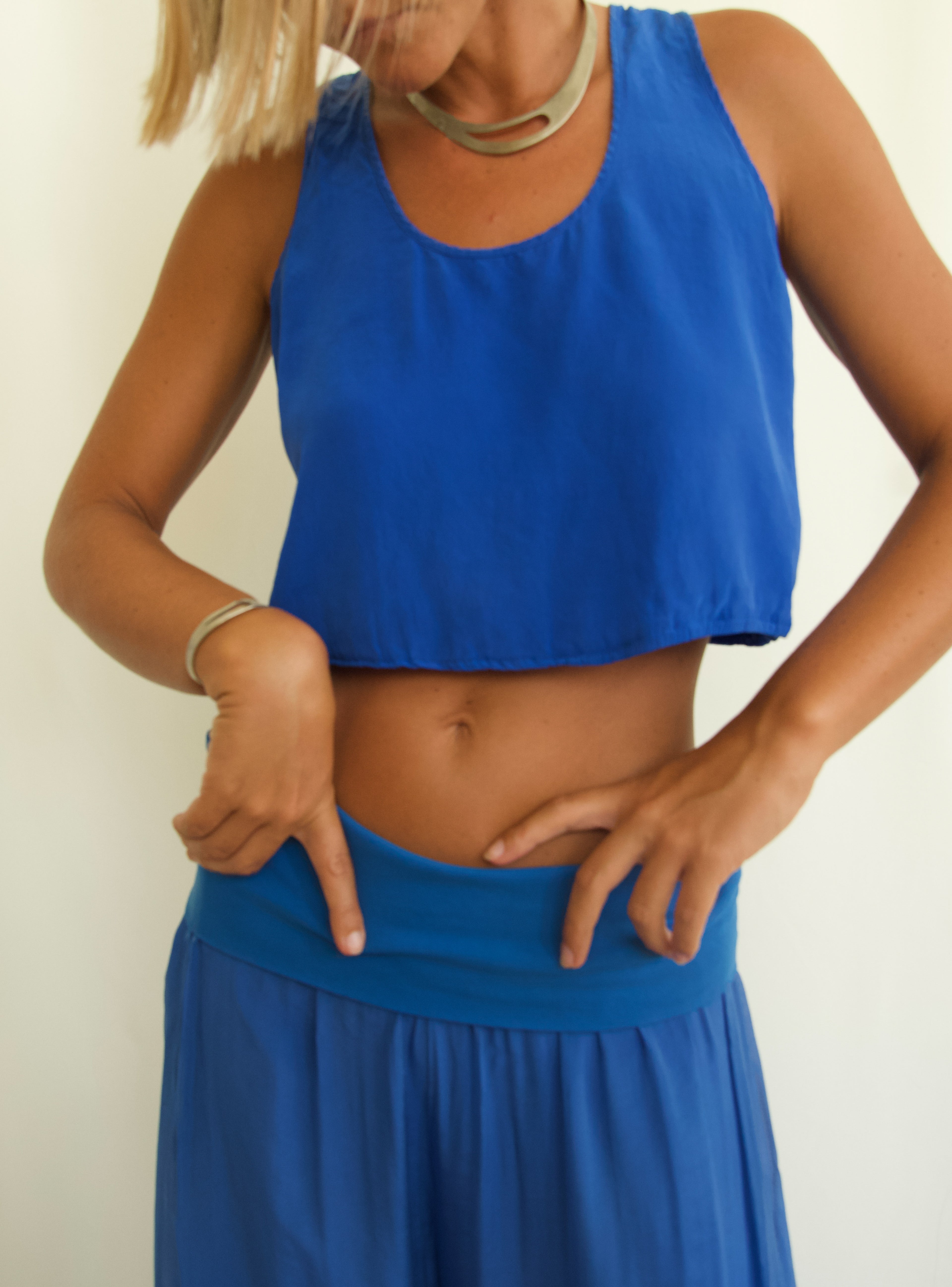 Italian Silk Set — Indigo Blue Blouse & Pants