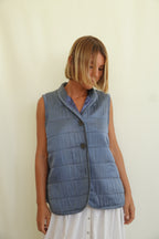 Stone indigo silk vest
