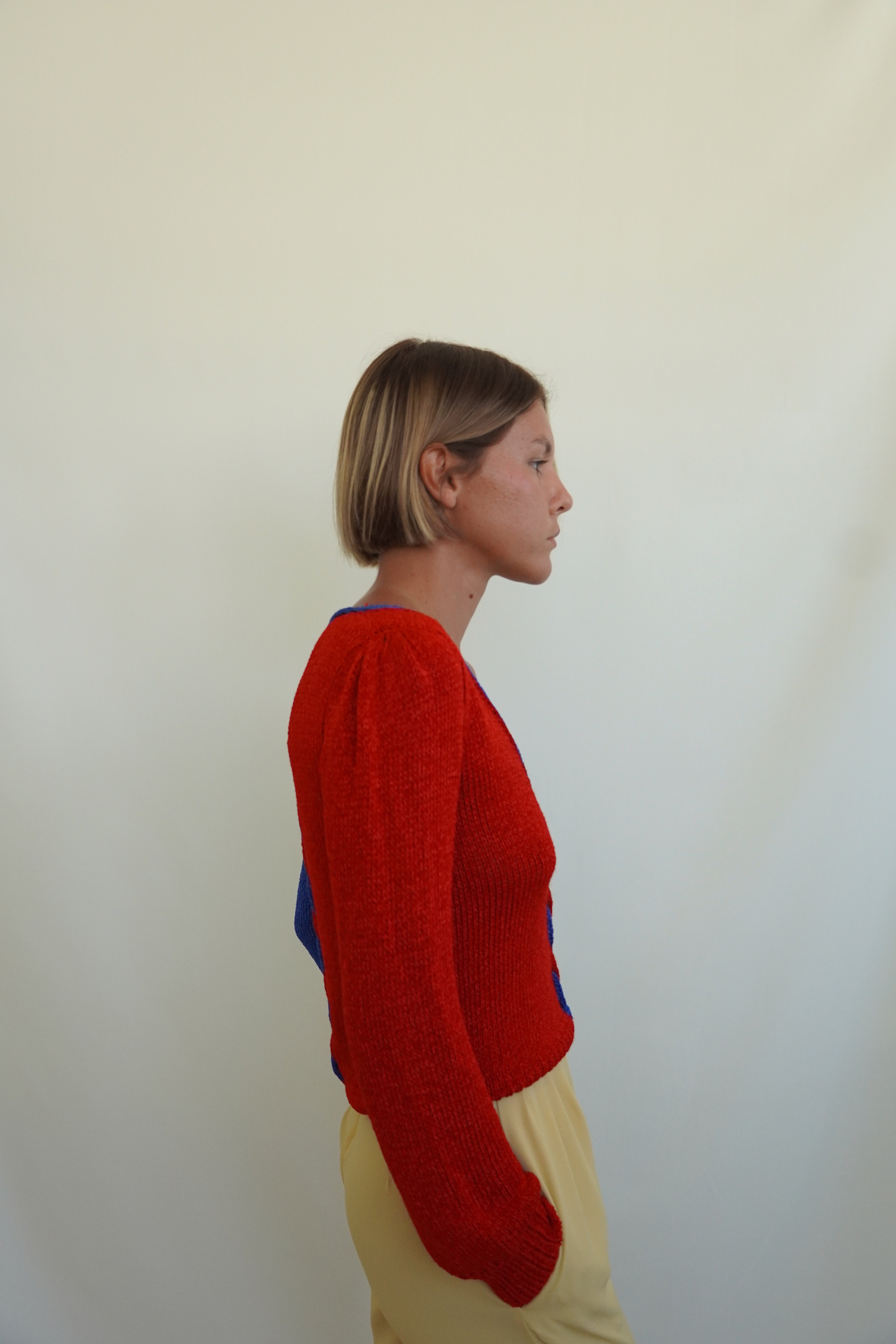 Hand knitted braided blouse/sweater