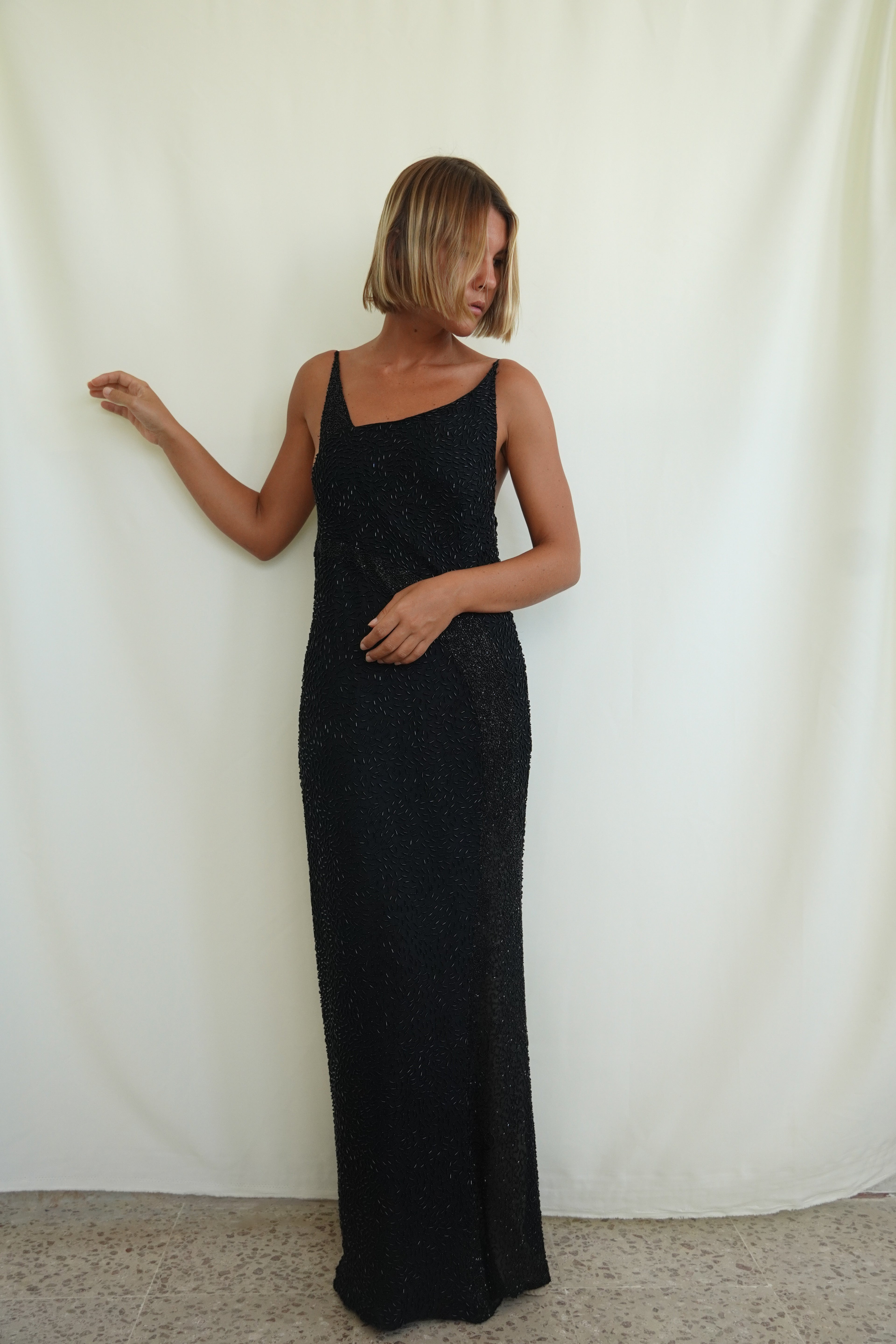 Vintage asymmetrical silk gown