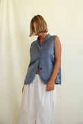 Stone indigo silk vest