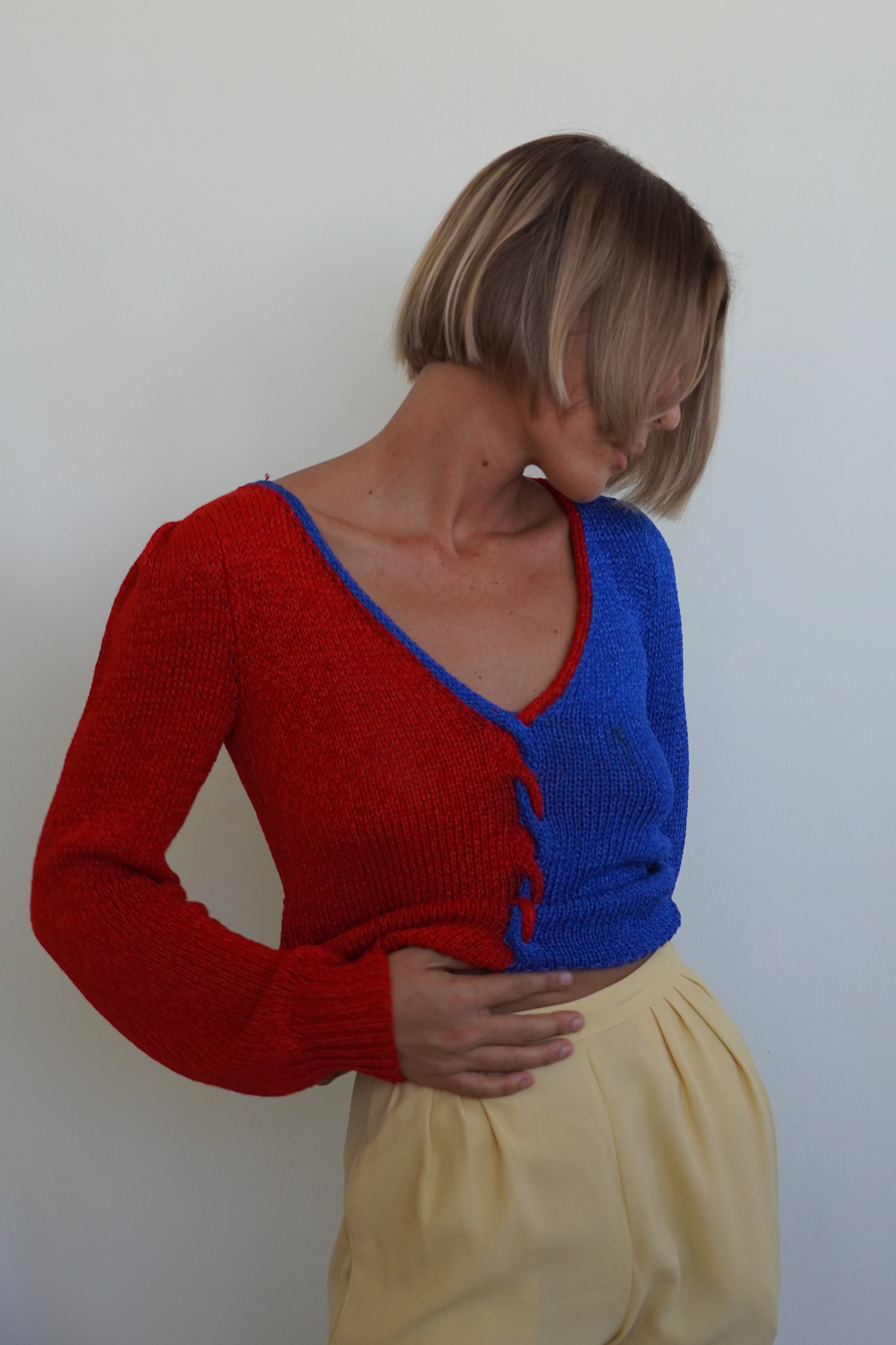 Hand knitted braided blouse/sweater