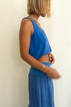Italian Silk Set — Indigo Blue Blouse & Pants