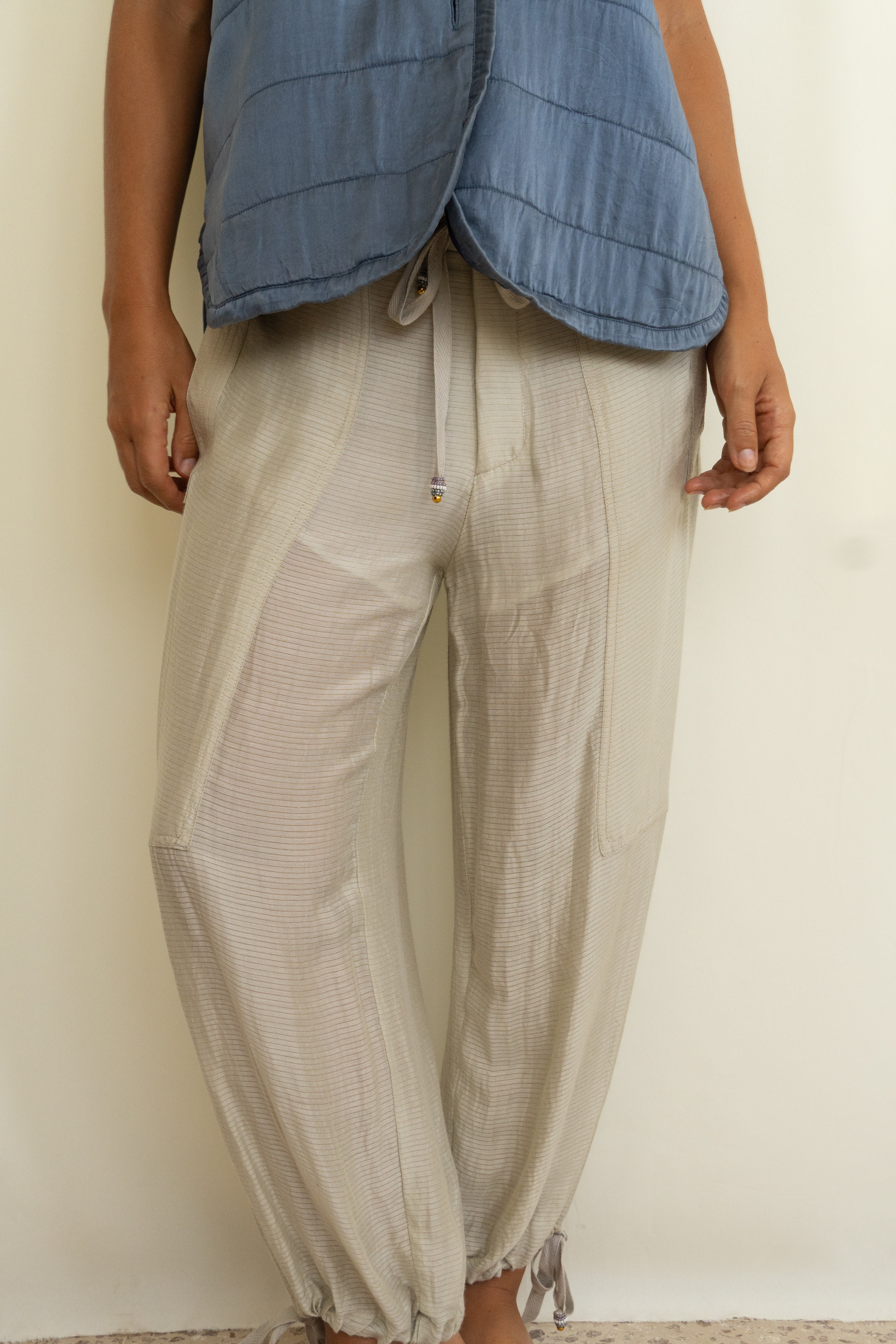 Modern designer silk pants